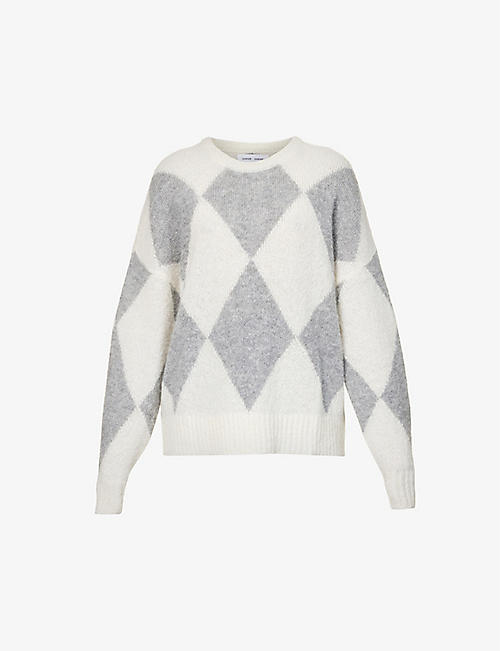 SAMSOE SAMSOE: Neti geometric-pattern alpaca wool-blend knitted jumper