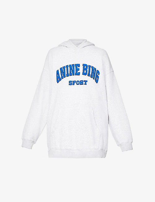 ANINE BING: Tyler logo-embroidered oversized cotton-jersey hoody