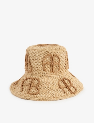 ANINE BING Cabana monogram weave straw bucket hat Selfridges