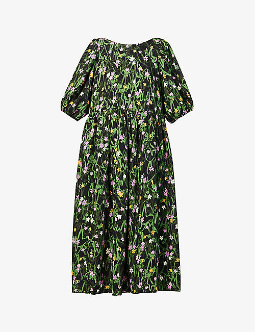 STINE GOYA: Ursi floral-print recycled polyester-blend midi dress