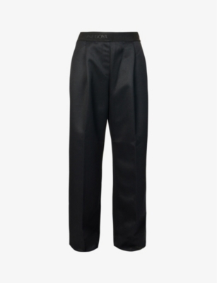 Stine Goya Ciara Black Wide Leg Pants With Rhinestones In Black
