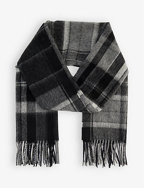 BARBOUR: Mixed tartan wool scarf