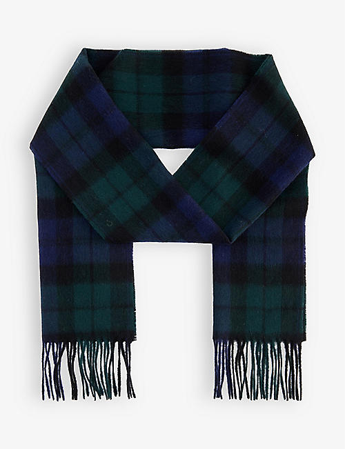 BARBOUR: Tartan wool and cashmere-blend scarf