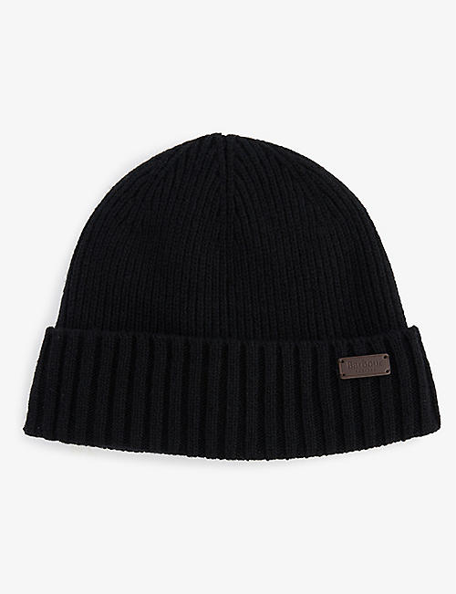BARBOUR: Carlton logo-patch ribbed wool-blend beanie