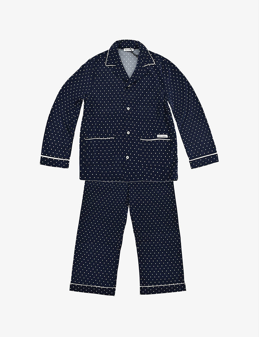 Kidswear Collective Kids' Pre-loved Dolce & Gabbana Polka-dot Stretch-silk Pyjama Set In Navy White