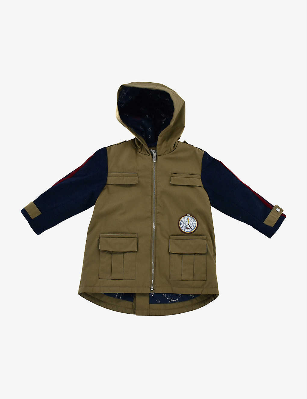 Kidswear Collective Babies'  Khaki Navy Pre-loved Dior Clock-patch Cotton Jacket