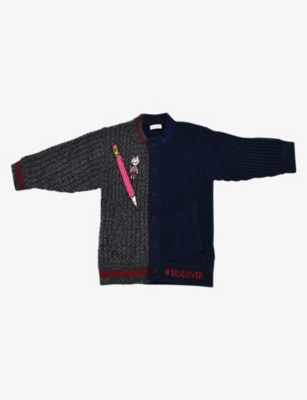 Kidswear Collective Kids' Pre-loved Dolce & Gabbana Wool-blend Cardigan In Navy Grey