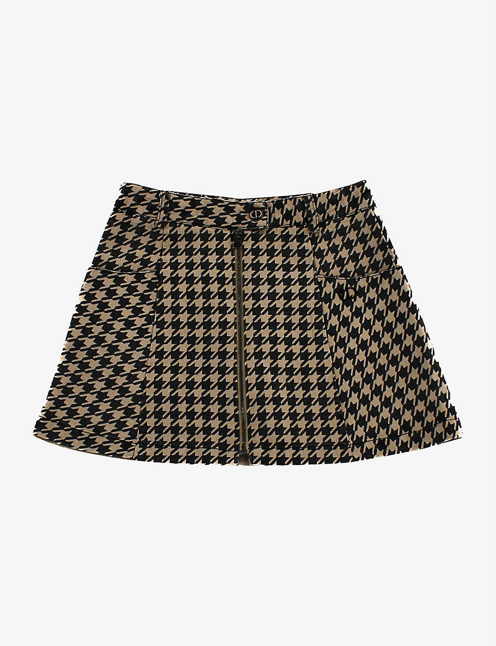 Kidswear Collective Girls Brown Black Kids Pre-loved Dior Houndstooth Woven Skirt