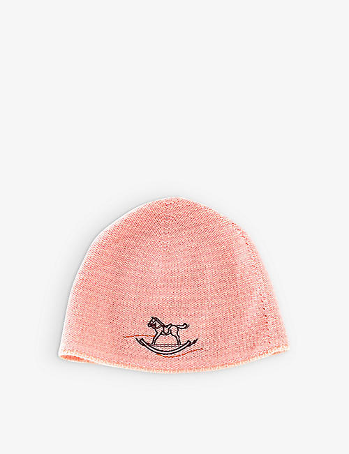 KIDSWEAR COLLECTIVE: Pre-loved Hermés graphic-embroidered cashmere hat 0-3 months