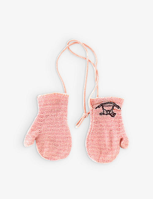 KIDSWEAR COLLECTIVE: Pre-loved Hermes graphic-embroidered cashmere mittens 0-3 months