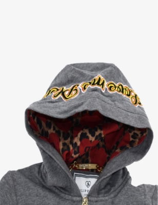 Shop Kidswear Collective Grey Pre-loved Philipp Plein Graphic-patch Cotton-blend Hoody
