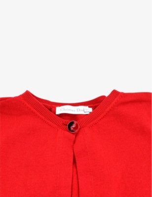 Shop Kidswear Collective Pre-loved Dior Ribbed-trim Cotton-blend Cardigan In Red
