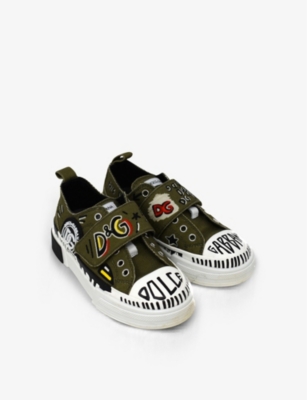 Kidswear Collective Kids' Pre-loved Dolce & Gabbana Doodle-print Canvas Shoes 5 Years Khaki