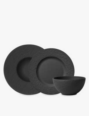 Villeroy & Boch Manufacture Rock Porcelain Starter Set Set Of Six In Black