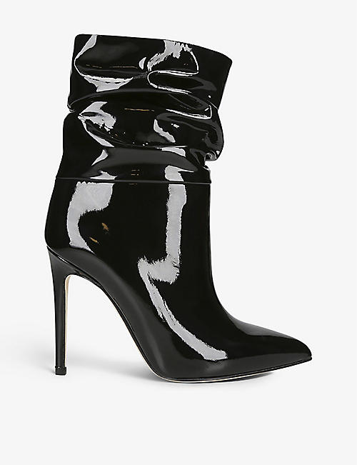 PARIS TEXAS: Slouchy patent-leather heeled boots
