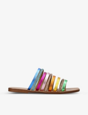 Shop Kurt Geiger London Women's Metal Comb Daisy Rainbow Metallic Crystal-embellished Leather Sandals In Multi-coloured