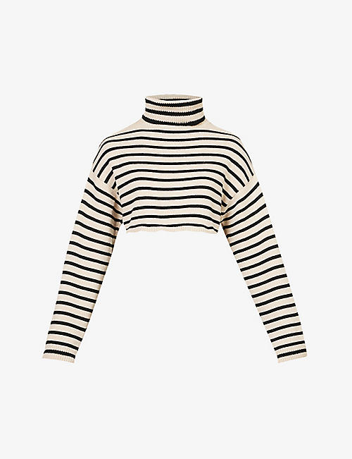FRANKIE SHOP: Athina striped cropped knitted top