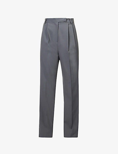 FRANKIE SHOP: Bea straight-leg high-rise woven trousers