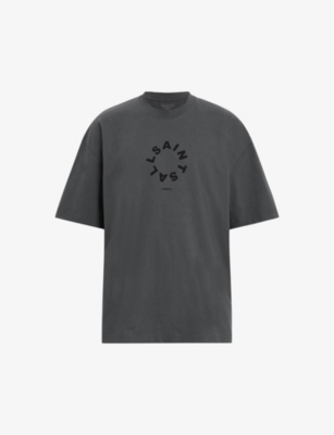 Allsaints Mens Galaxy Grey Tierra Brand-print Organic Cotton-jersey T-shirt