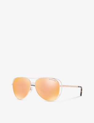 Shop Michael Kors Womens Pink Mk1024 Pilot-frame Metal Sunglasses