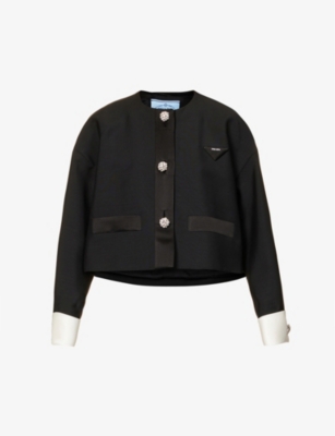 Prada Kid Mohair Jacket In Nero