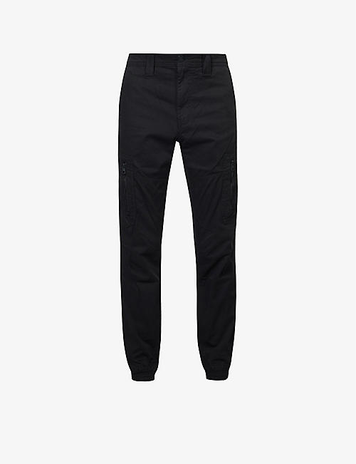 CK JEANS: Skinny Wash tapered-leg stretch-cotton cargo trousers