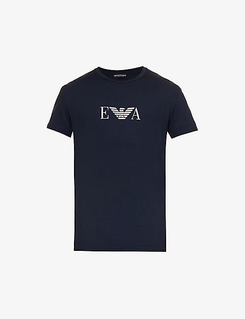 EMPORIO ARMANI: Monogram logo-print cotton T-shirt
