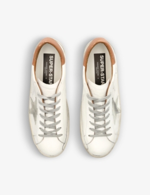 Golden Goose Super-star Sneakers With Ice-gray Suede Star And Light Brown Heel Tab Shoes In Tan Comb