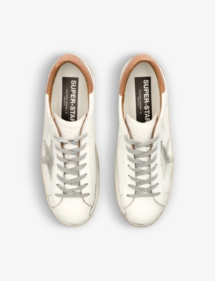 Shop Golden Goose Mens Superstar Star-appliqué Leather Low-top Trainers Tan Comb