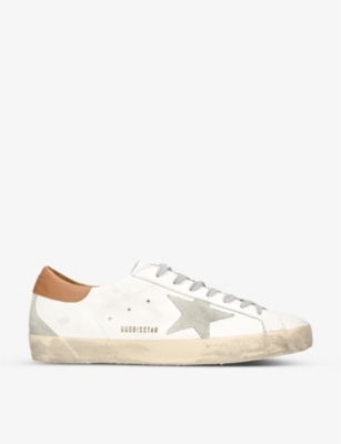 Shop Golden Goose Mens Superstar Star-appliqué Leather Low-top Trainers Tan Comb