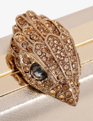 Kurt Geiger Womens Gold Crystal Kensington Leather Clutch Bag In Gold