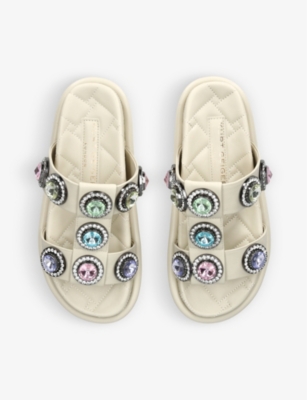 KURT GEIGER LONDON: Orson crystal-embellished faux-leather sandal