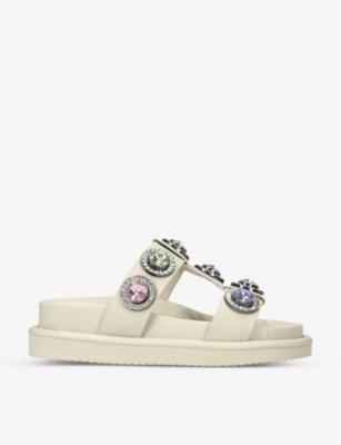 KURT GEIGER LONDON: Orson crystal-embellished faux-leather sandal