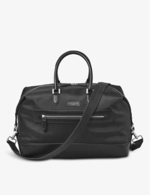 Aspinal Of London Black Brand-patch Woven Gym Bag