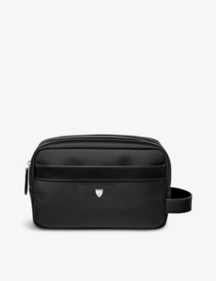 Aspinal Of London Leather Wash Bag In Black