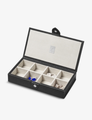 Aspinal Of London Mens  Grained-leather Cufflink Box In Black