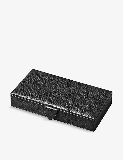 ASPINAL OF LONDON: Brand-embossed leather cufflinks box