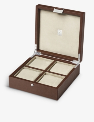Aspinal Of London Womens Tobacco Grained Leather Four-watch Box In Tobacco