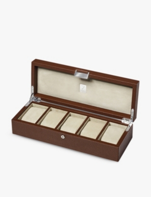 Shop Aspinal Of London Women's Tobacco Grained-leather Watch Box