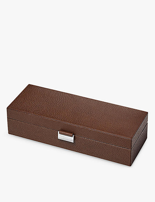 ASPINAL OF LONDON: Pebble-embossed leather five watch box