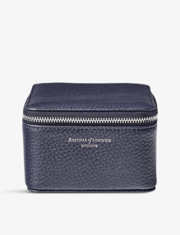 Logo-print grained-leather watch and ring box