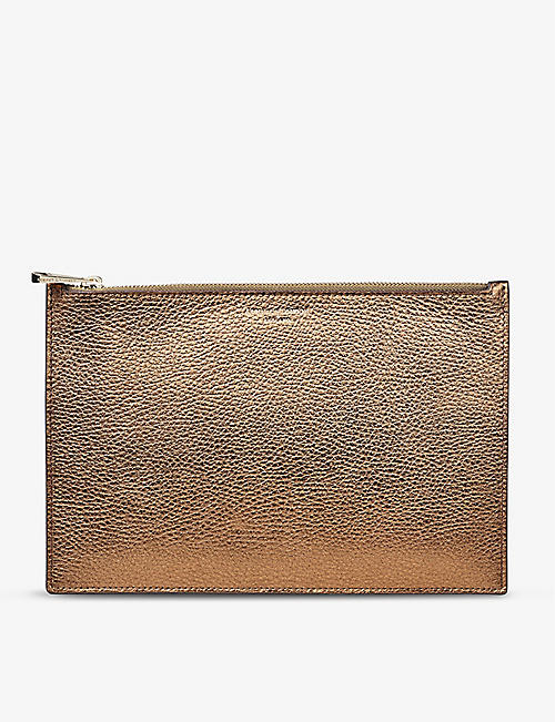ASPINAL OF LONDON: Essential large leather flat pouch