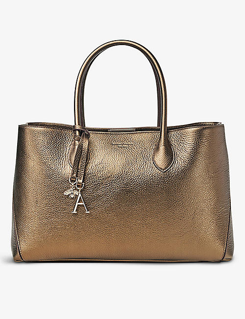ASPINAL OF LONDON: London charm-embellished leather tote bag