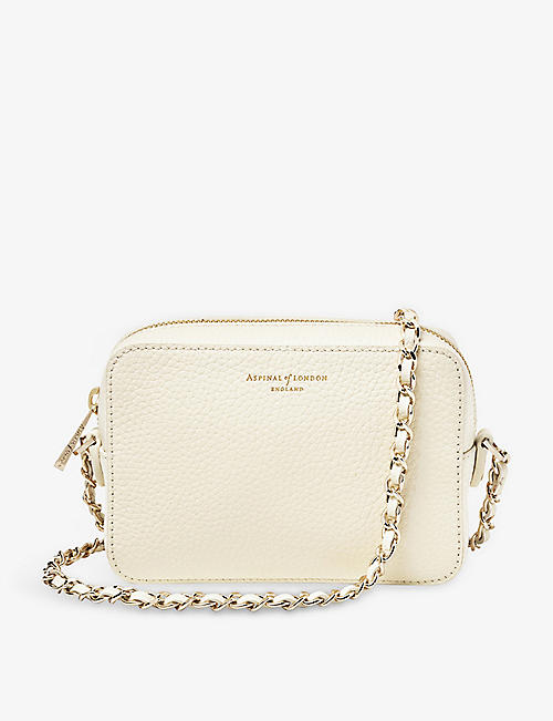 ASPINAL OF LONDON: Milly logo-print grained-leather cross-body bag