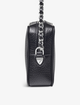 Aspinal Of London Black Milly Logo-embossed Leather Crossbody Bag In Black