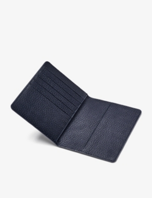 Shop Aspinal Of London Navy Logo-print Grained-leather Passport Cover
