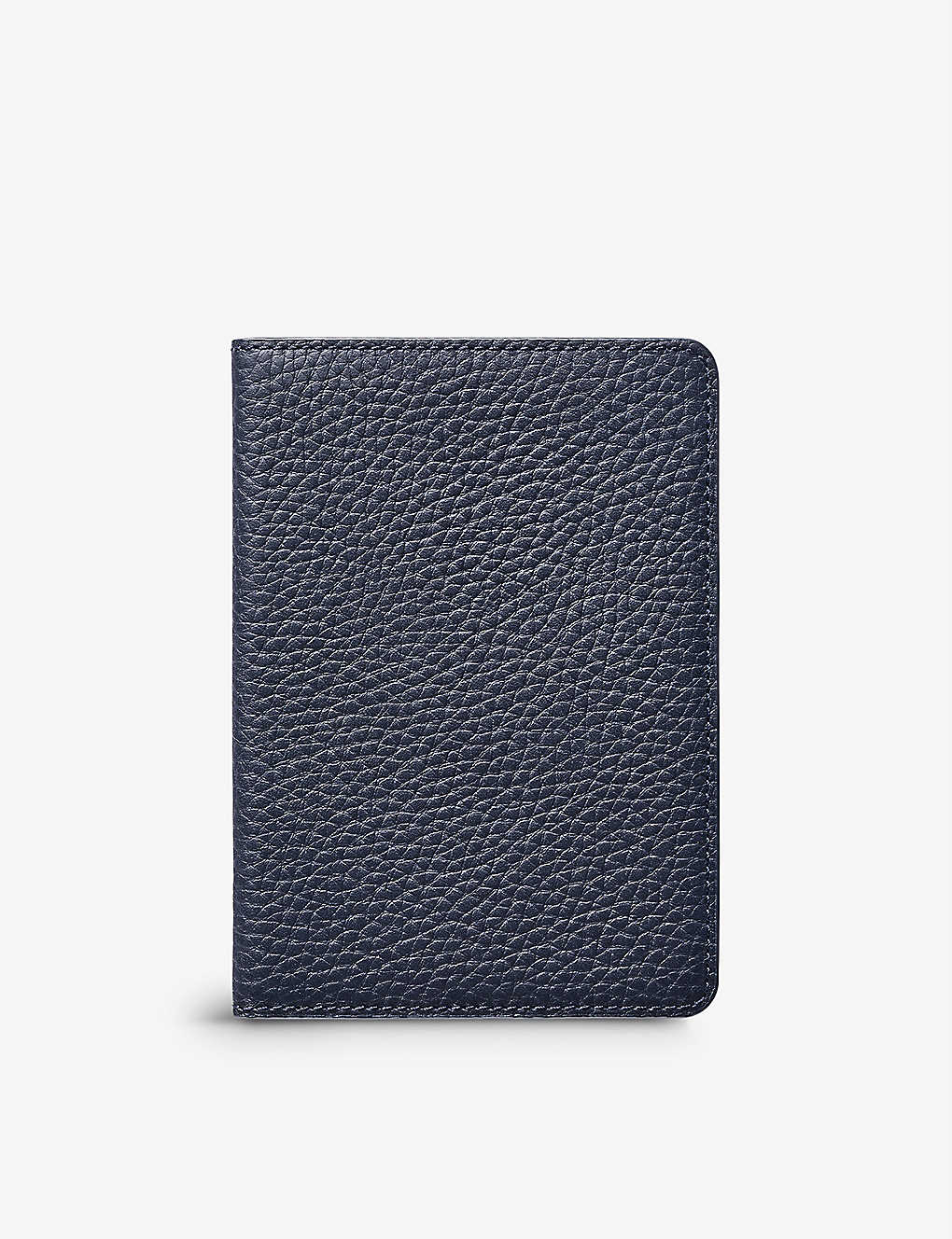 Aspinal Of London Navy Slot-detail Grained Leather Passport Cover