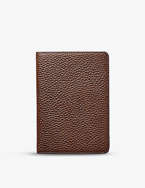 ASPINAL OF LONDON: Slot-detail grained leather passport cover