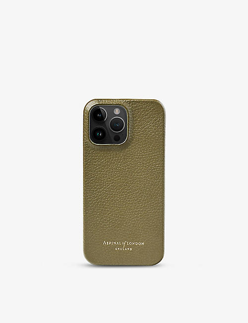 ASPINAL OF LONDON: Covered pebbled-leather iPhone 14 Pro Max phone case
