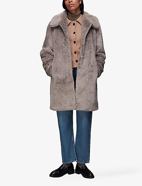 Whistles Leather Hema Shearling Coat Womens Clothing Coats Fur coats 